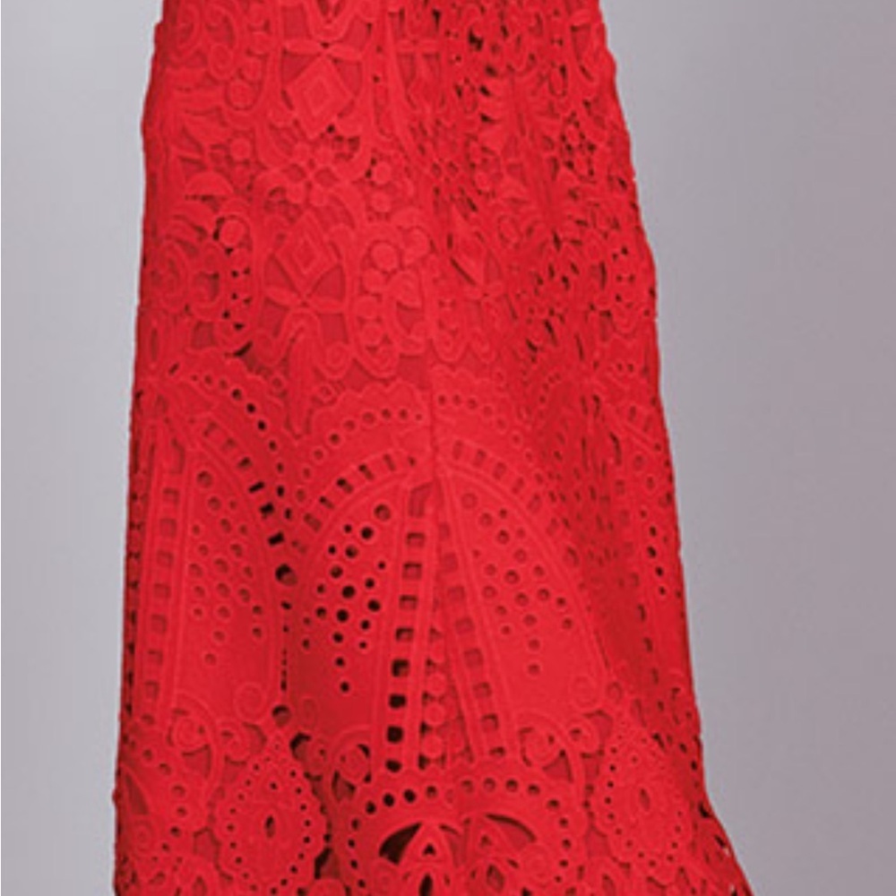 St. John Red Lace Maxi Dress - Picture 5 of 11